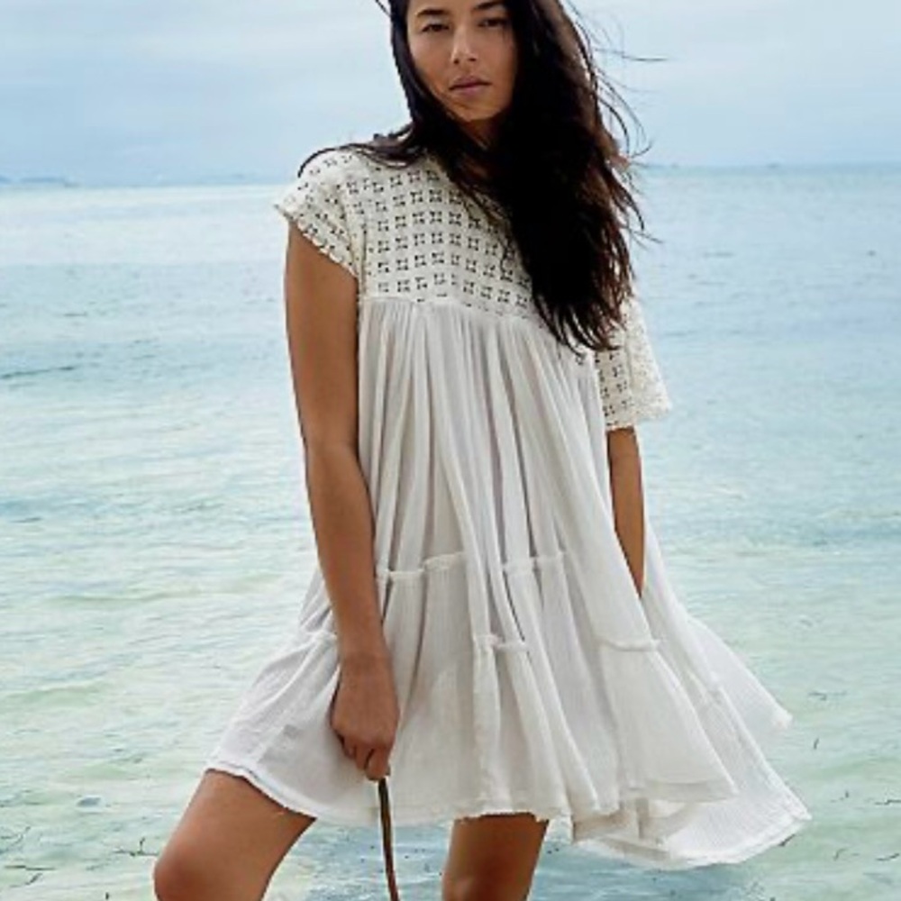 Free People Sunfest Tunic Top White XS